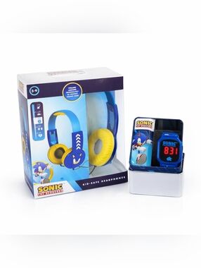 💫 Sonic The Hedgehog Kids Headphones & Digital Watch Set - NWT